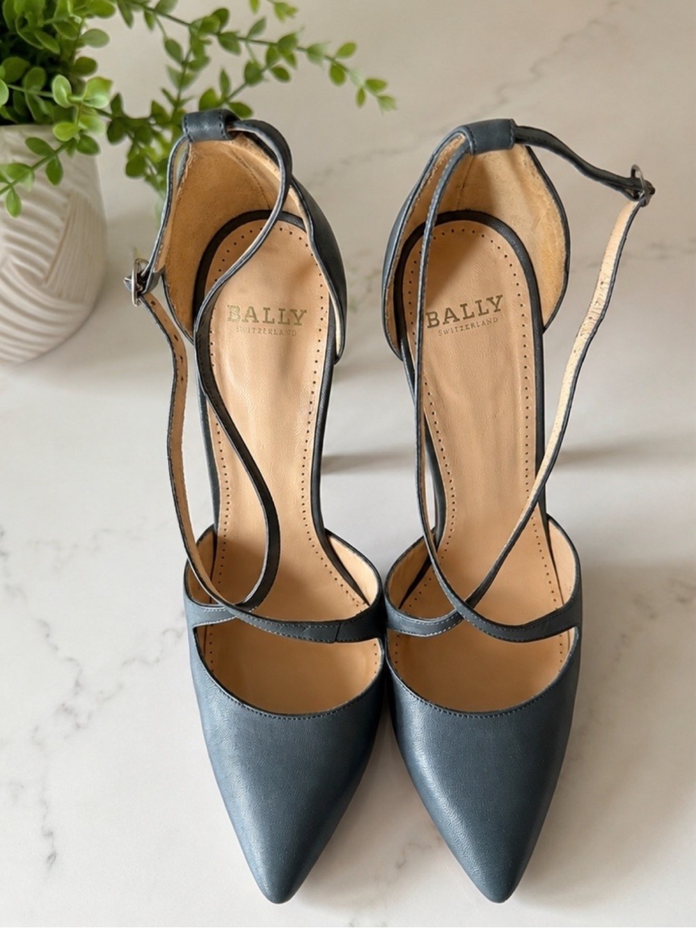 Bally Women's Pointed-Toe Strappy Pumps in Gray 8.5